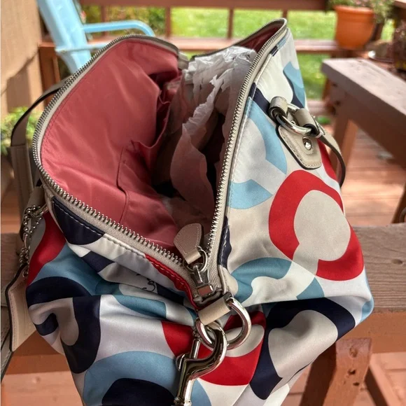 Coach Red, Blue, and White Patterned Shoulder Bag - Picture 3 of 4